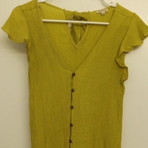 Lime green short sleeve button down top